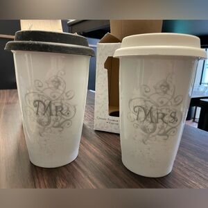 NIB Mr and Mrs ceramic tumbler